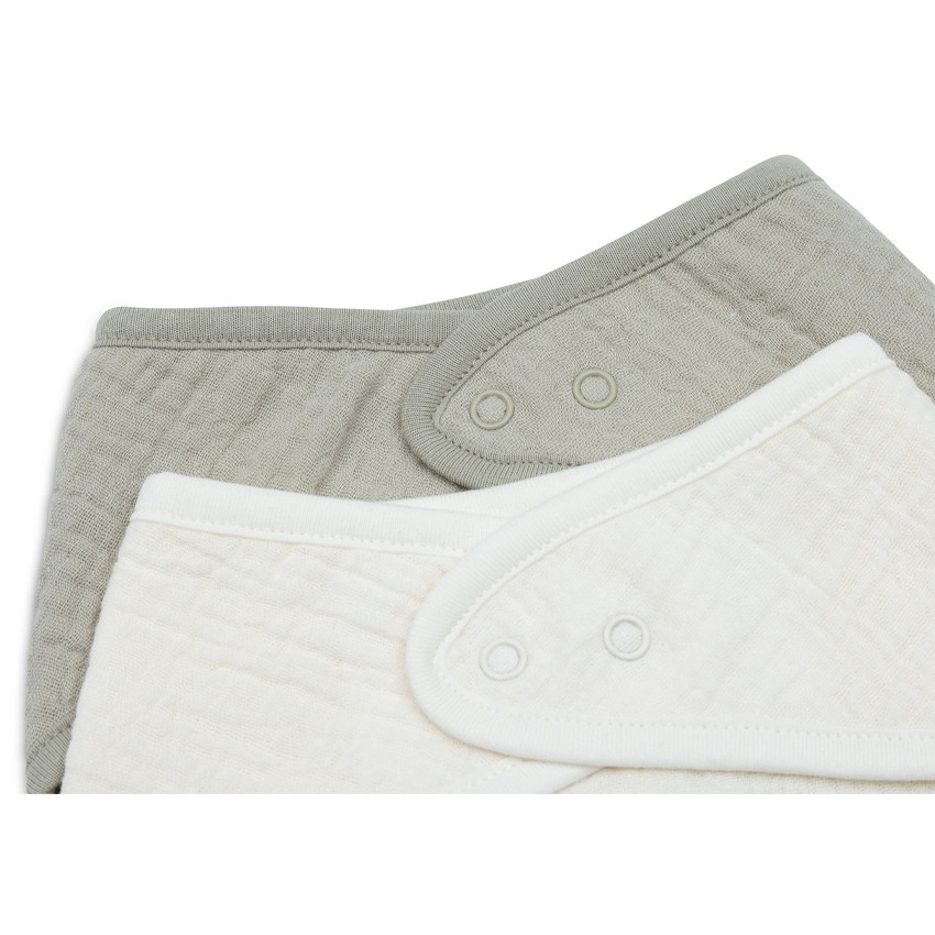 Bavoir Bandana gaze de coton Olive Green/Oatmeal 2 pcs 