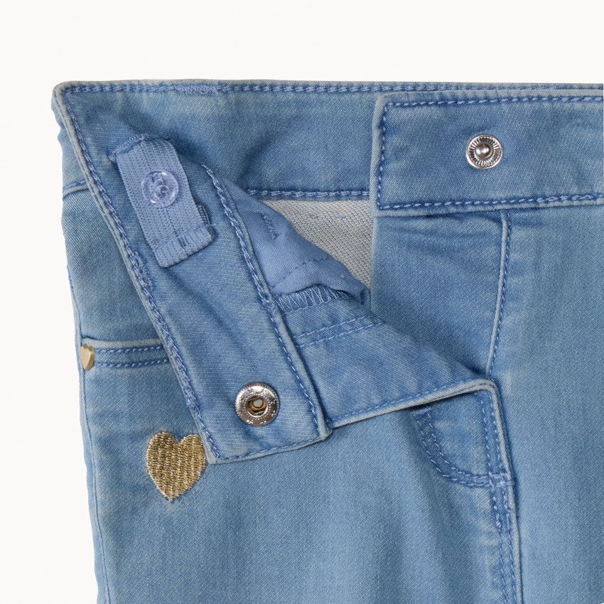 Jean slim broderies cœurs dorés pour bébé fille 