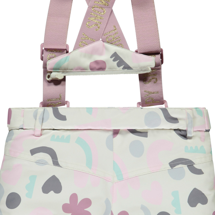 Pantalon de ski imprimé arty avec bretelles pour fille 