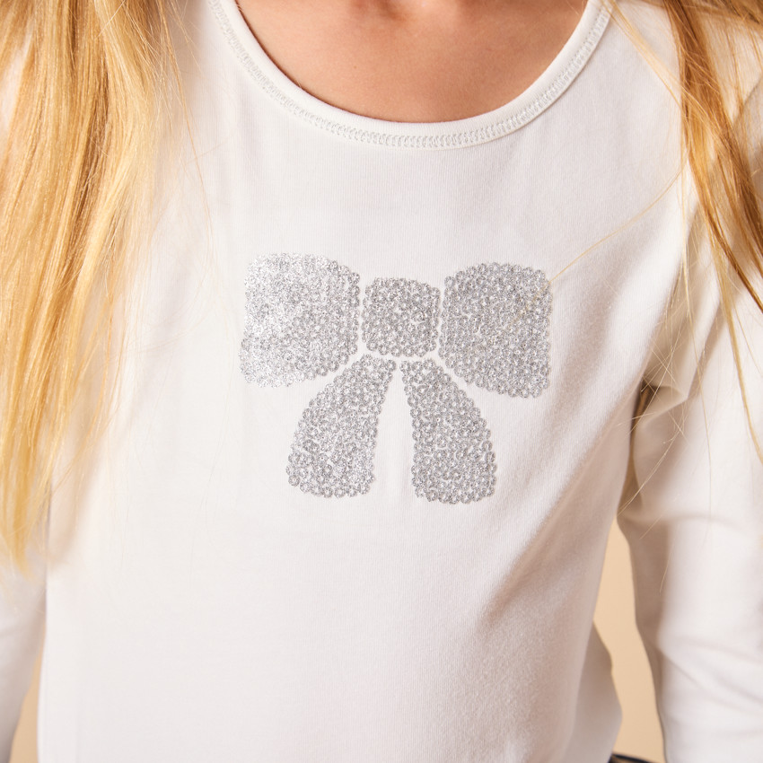 Robe de fête manches longues effet 2 en 1 bi-matière pour fille 