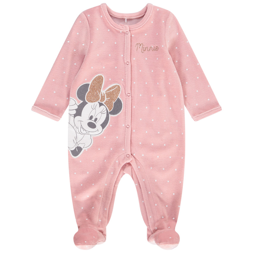 Dors-bien en velours à pois print Minnie Disney pour bébé fille 