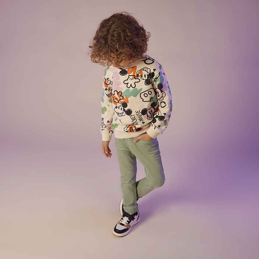Slim fit unicolore crinkle broek voor jongens 
