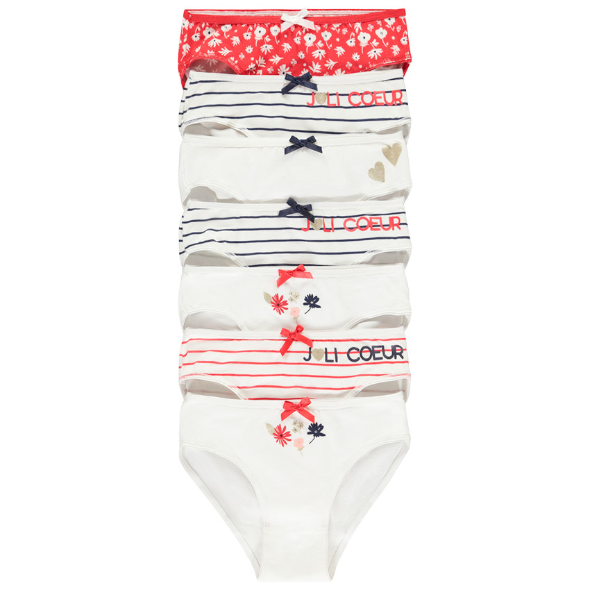 Lot de 7 culottes fantaisie rayées/fleuries pour fille 