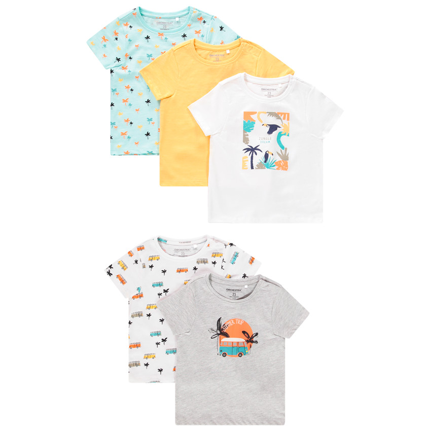 Set van 5 T-shirts met korte mouwen voor babyjongen 