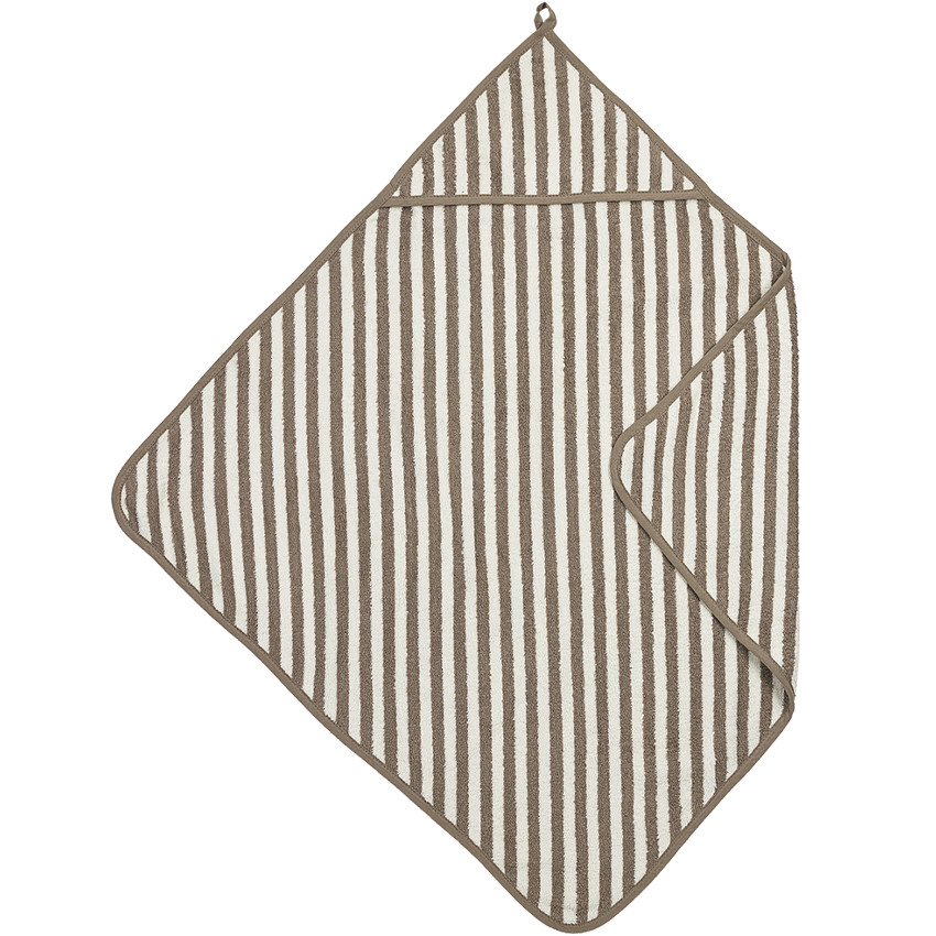 Badcape badstof Jaquard Fat Stripe - Taupe - 75x75cm  