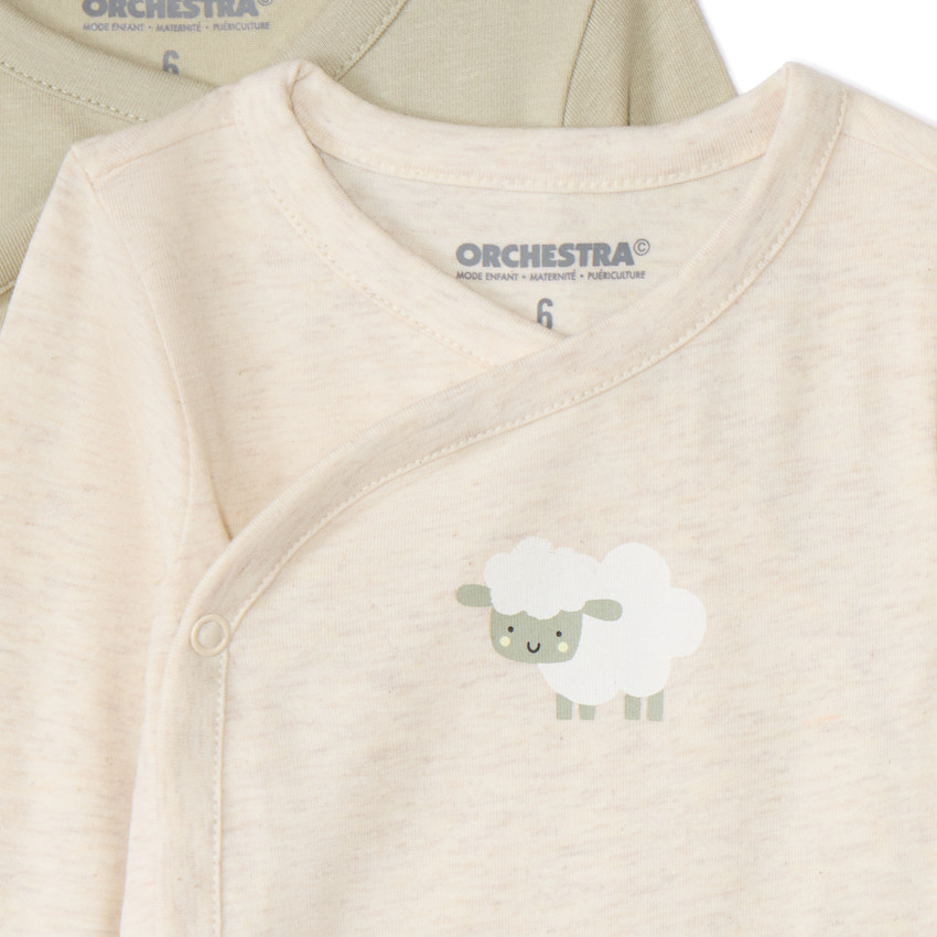 Lot de 7 bodies manches longues fantaisie pour bébé avec ouvertures différentes selon l'âge 