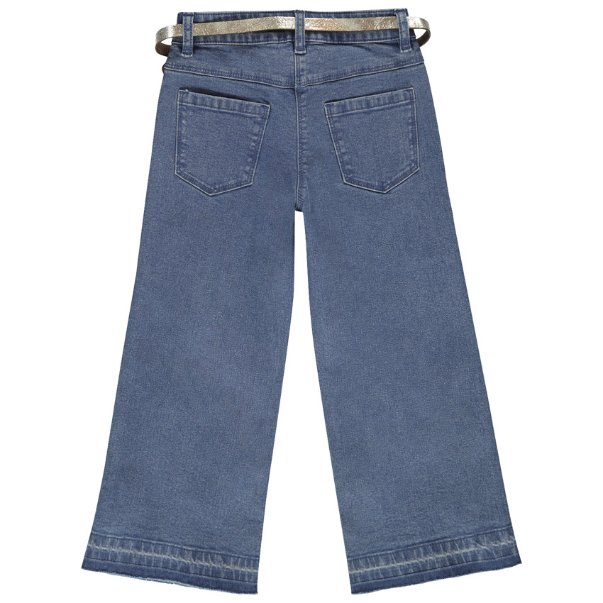 Jean jambes larges avec ceinture brillante pour fille 
