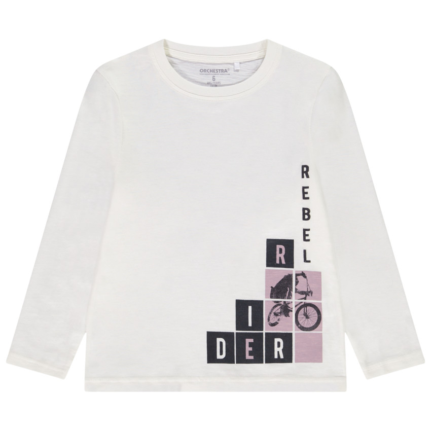 Langarm T-shirt in jersey met print voor jongens 