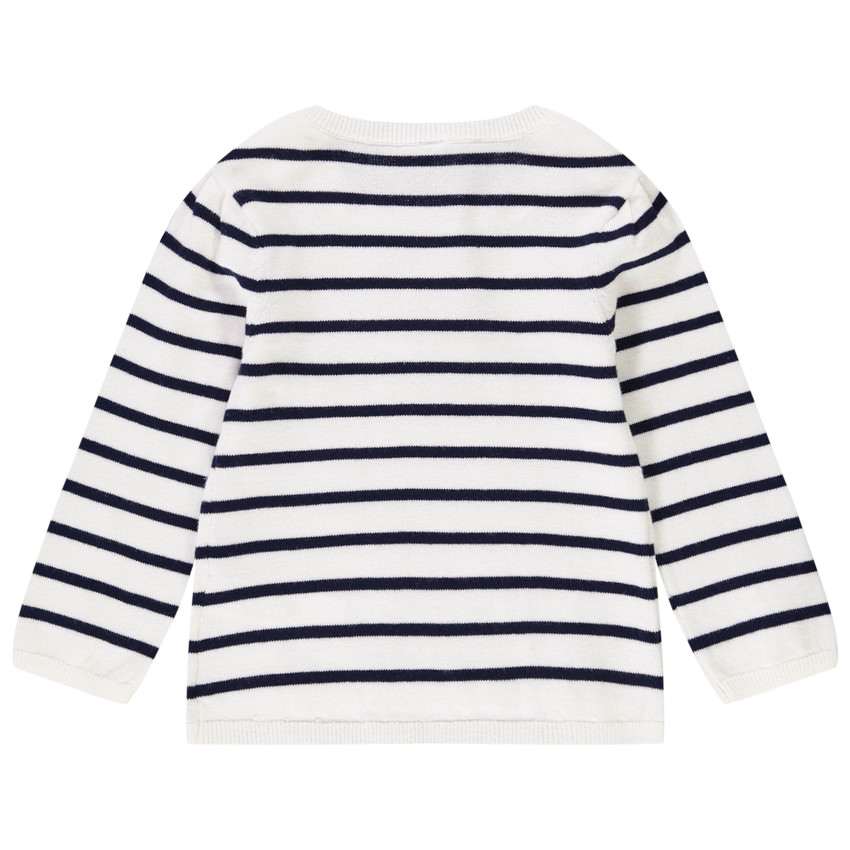 Pull marin boutonné avec nœud décoratif pour bébé fille 