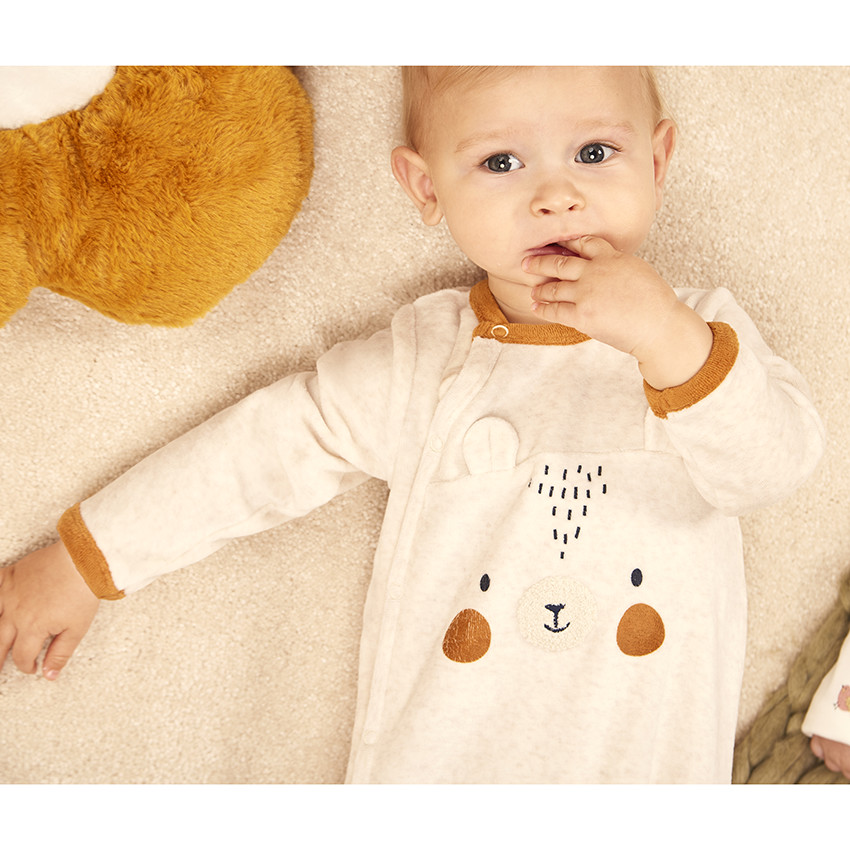 Dors-bien en velours chiné visuel ludique pour bébé garçon 