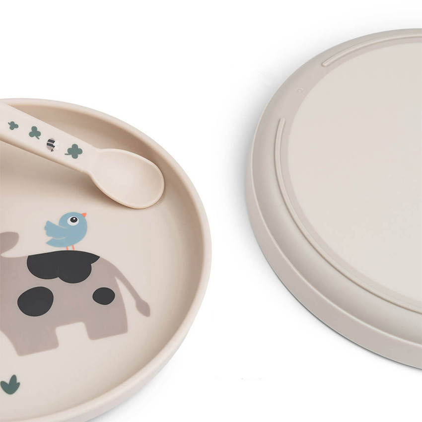 Assiette antidérapante foodie Tiny Farm sable 