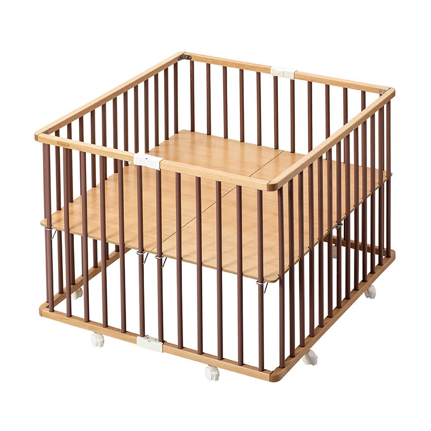 Parc pliant évolutif Gaby coloris vieux rose/bois 