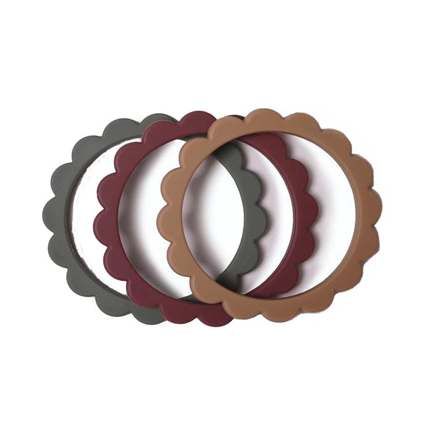 Bijtring armband Bloemen Thyme/Natuur/Berry 3stks 