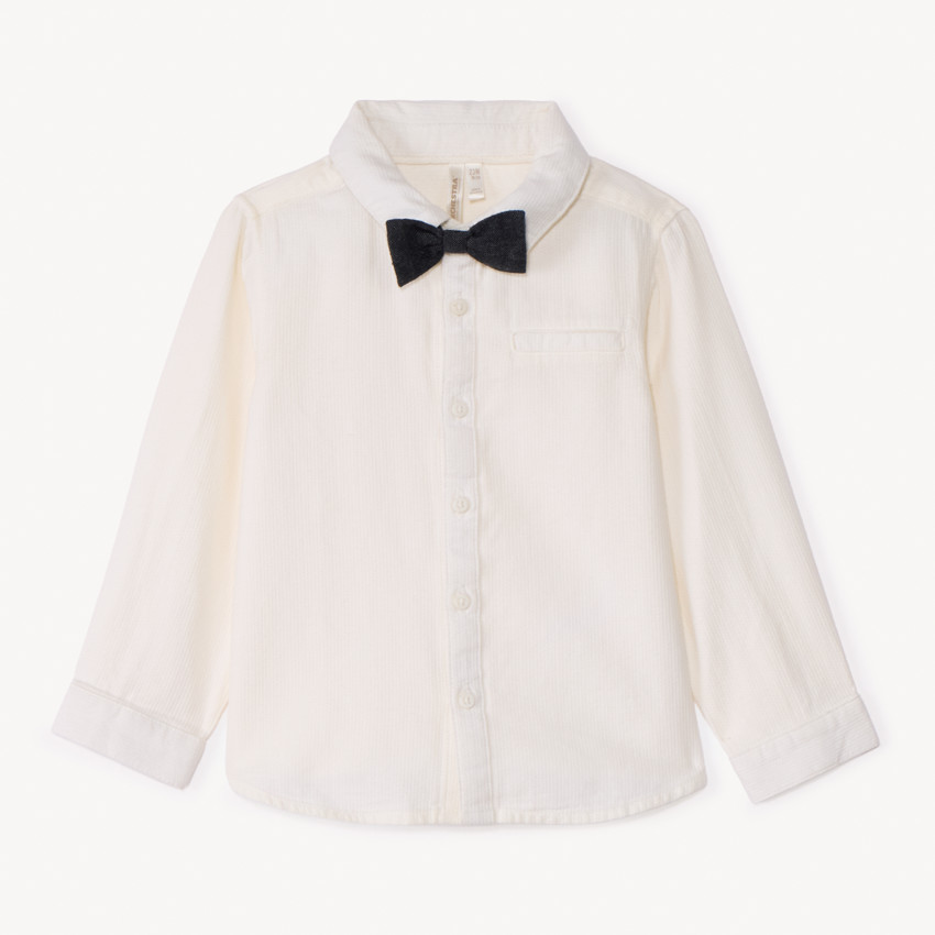 Hemd met lange mouwen en afneembare vlinderdas voor baby jongen 