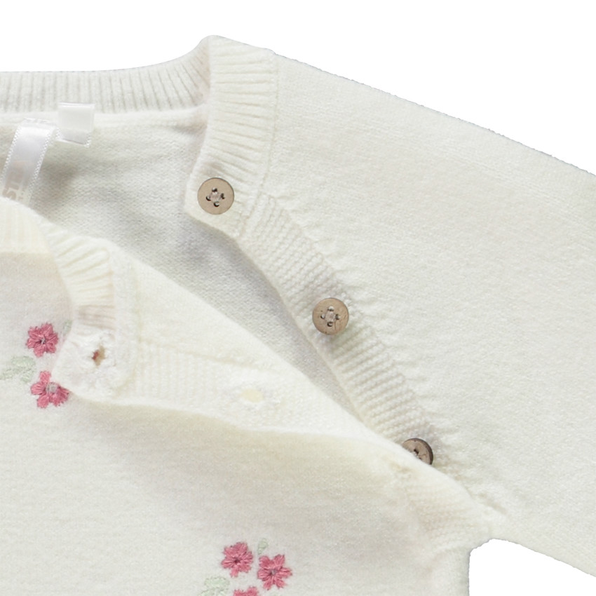 Romper met lange mouwen in gebreid met bloemen voor baby meisje 