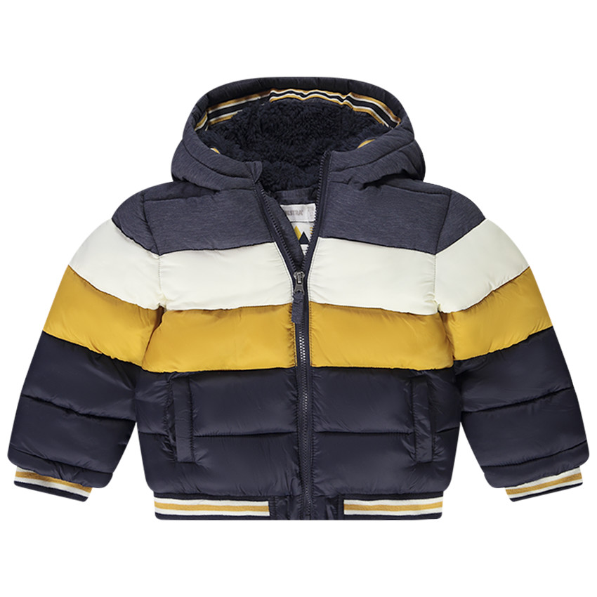 Donsjas met colour block effect en sherpa voering voor baby jongen 
