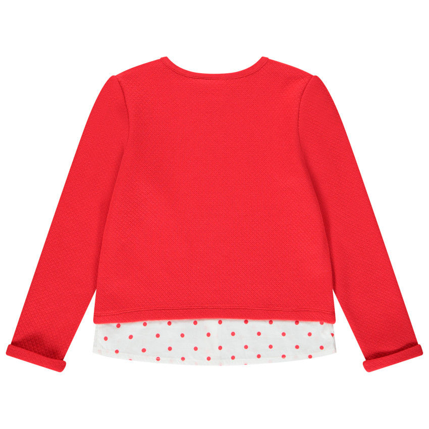 Sweater van molton uit twee stoffen met 2-in-1-effect en glitterprint Minnie Disney 