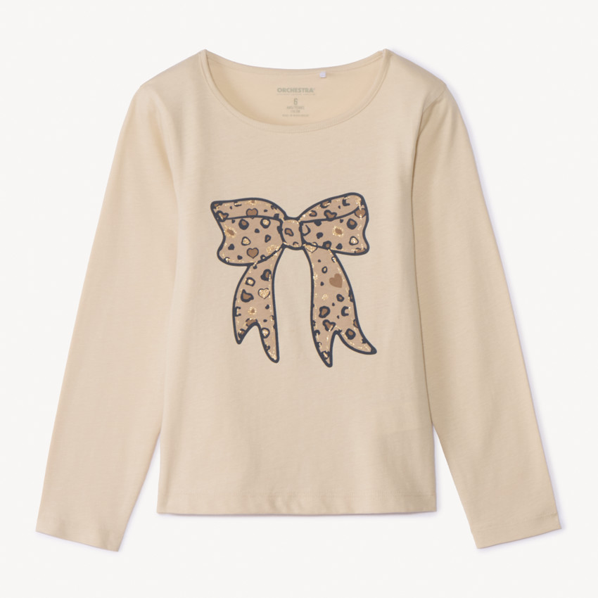 T-shirt met lange mouwen, fantasie softprint met glitterdetails, voor meisjes 
