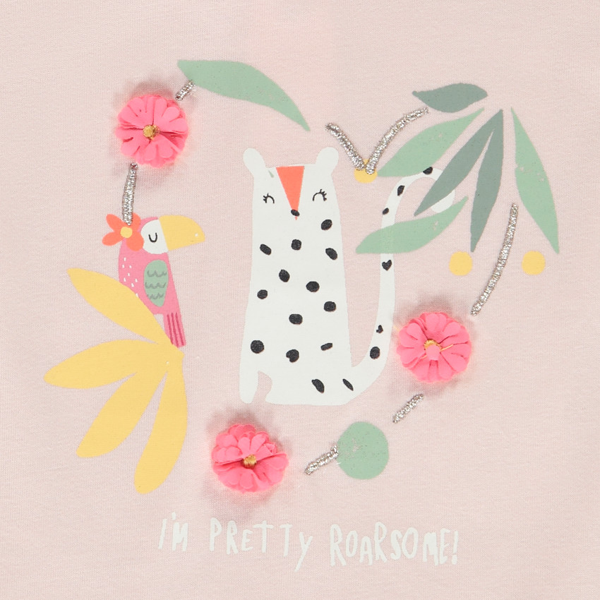 T-shirt met korte mouwen en 3D bloemenpatroon voor baby meisjes 