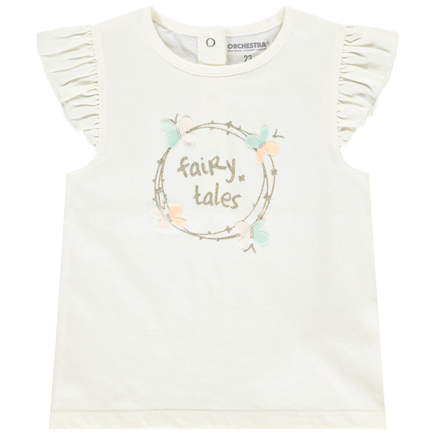 T-shirt met korte mouwen en 3D vlinders voor meisjes 