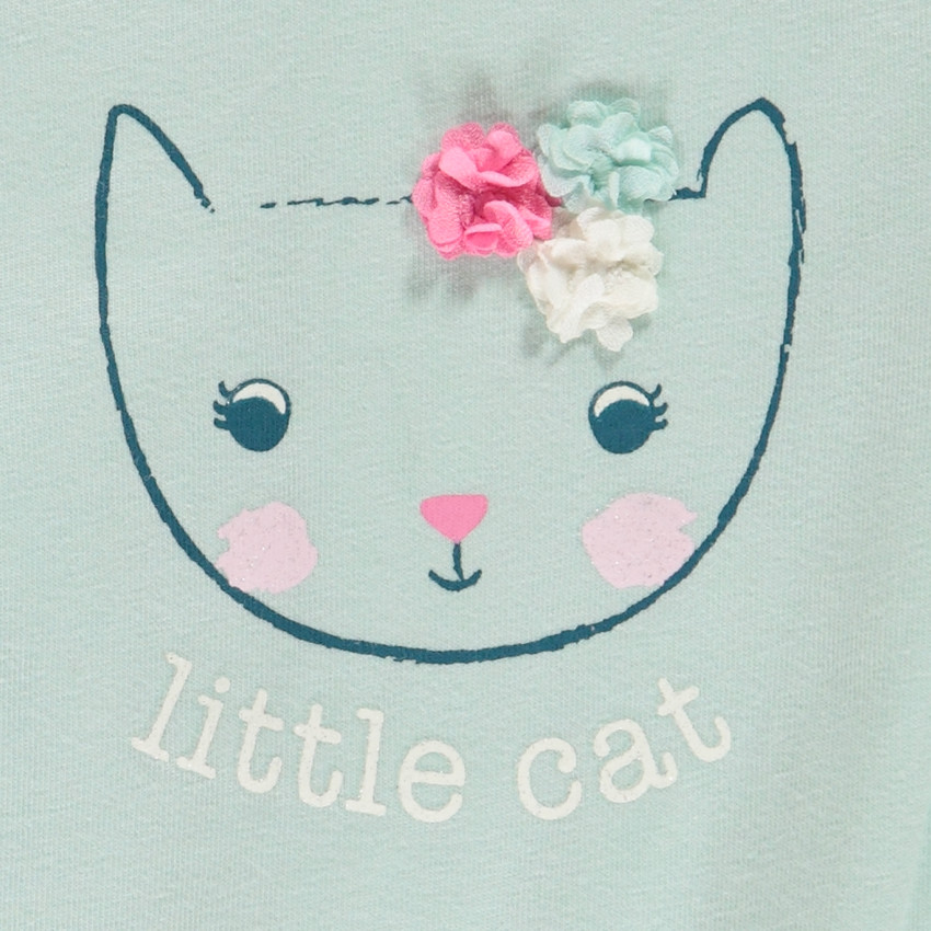 Combinaison courte en jersey print chaton pour bébé fille 