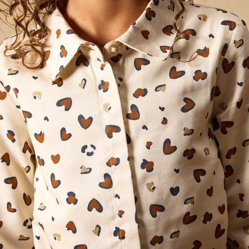 Rok met ceintuur en hartjesprint voor meisjes 