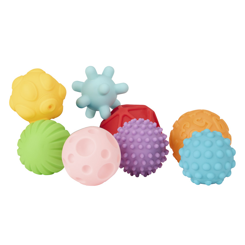 Set van 8 flexibele textuurballen Prémaman voor sensorische stimulatie en ontwikkeling van fijne motoriek 