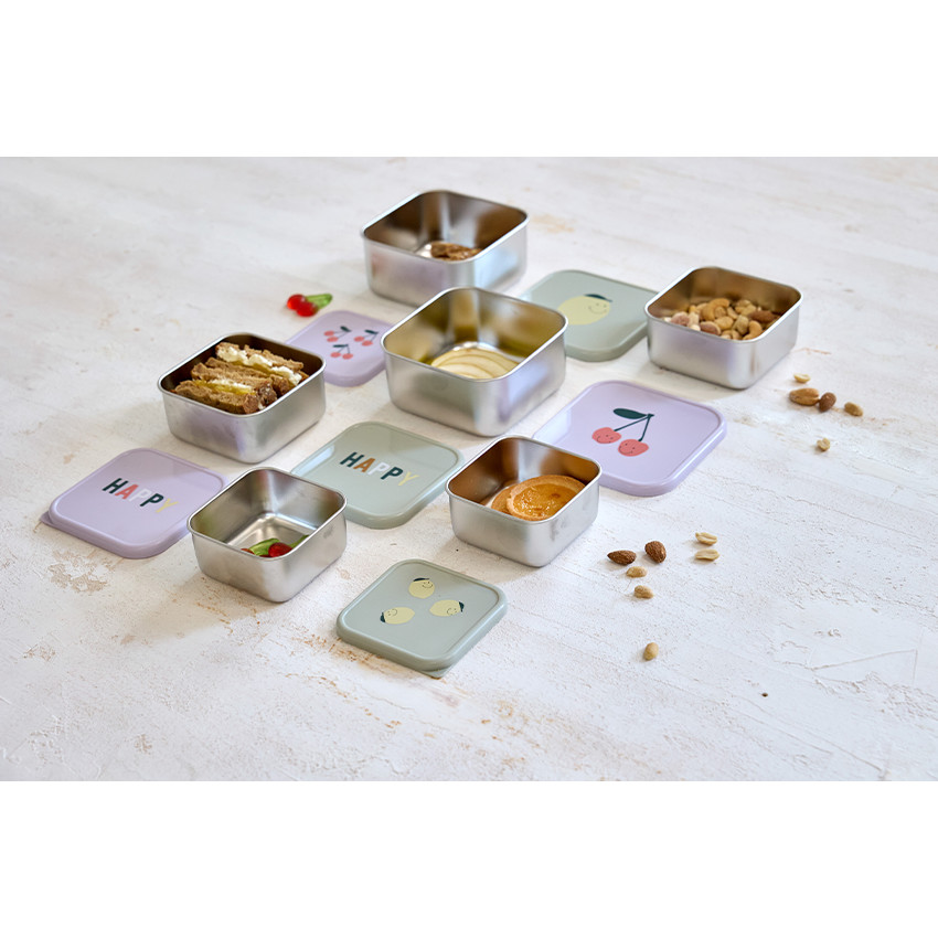 Set van 3 Snackdoosjes Inox Happy Fruit Cherry 