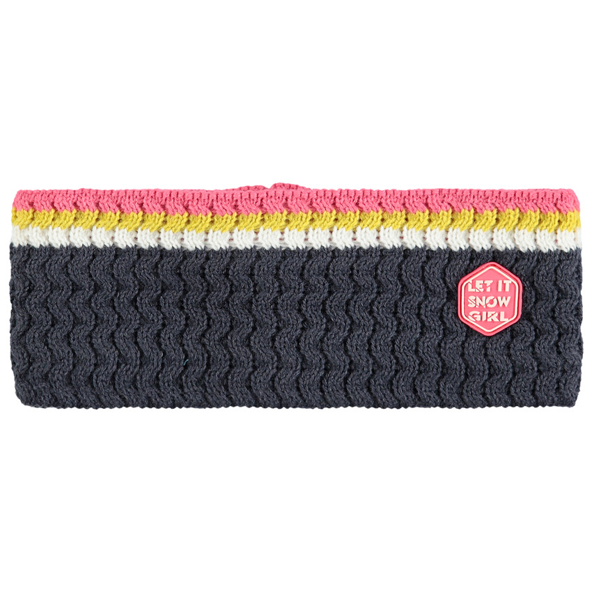 Bandeau de ski en tricot fantaisie avec badge pour fille 
