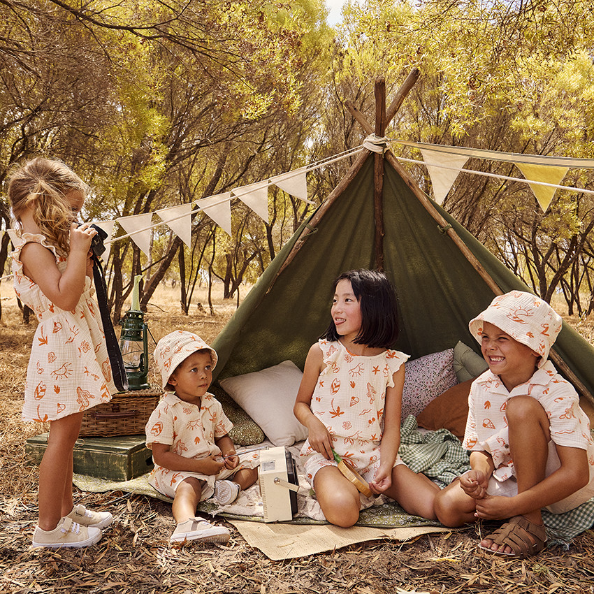 Chemise manches courtes en tetra imprimé vacances pour garçon 