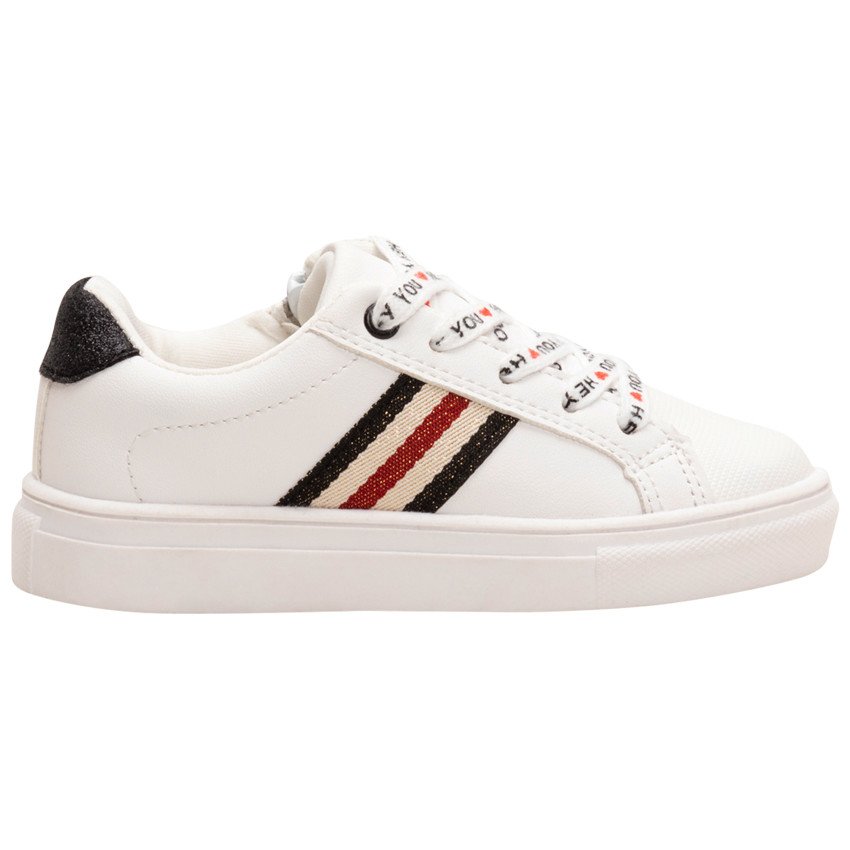 Sneakers met veters met print en iriserende banden aan de zijkanten van maat 28 tot 35 