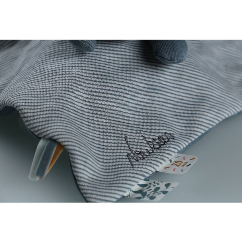 Doudou plat Paco 100% coton - Bleu 