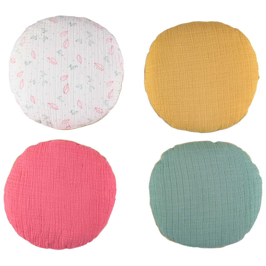 Coussin décoratif rond en tétra modulable en tour de lit ou de parc 