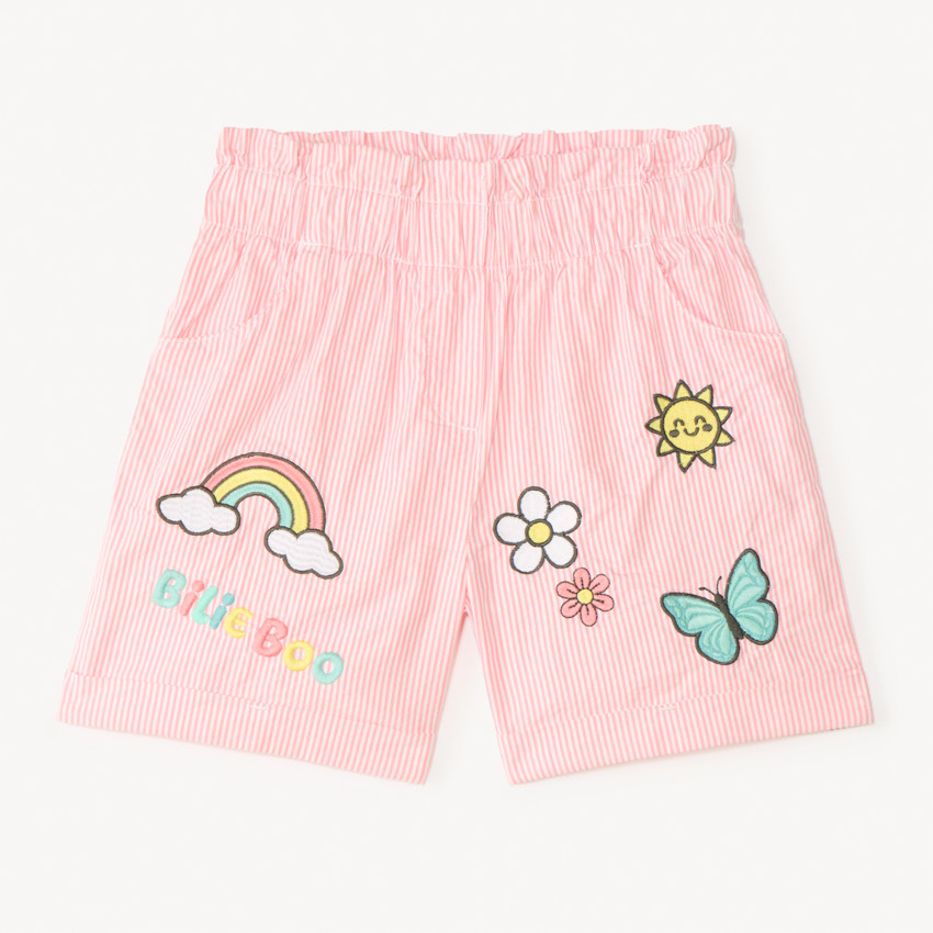 Korte stoffen broek met geborduurde strepen van Bilie Boo meisjes 