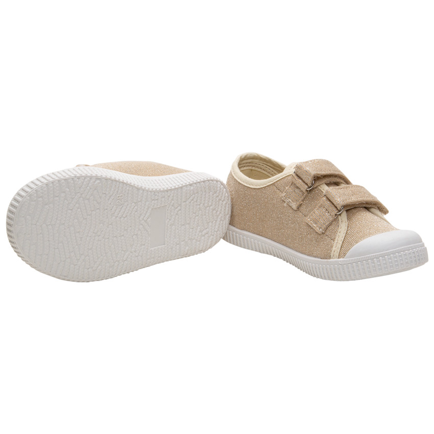Lage sneakers van stof met gouden pailletten van maat 20 tot 23 