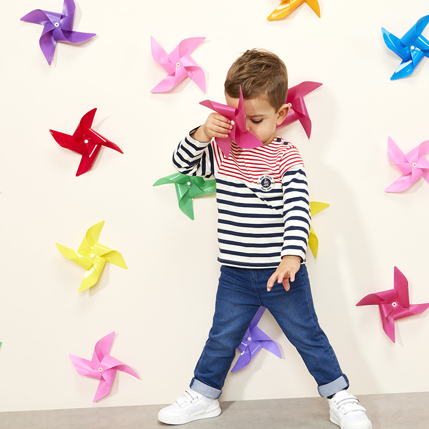 T-shirt manches longues esprit marinière pour bébé garçon 