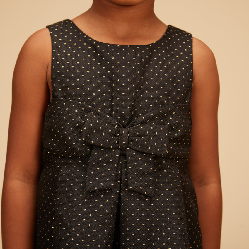 Robe sans manches à nœud en jacquard pour fille 