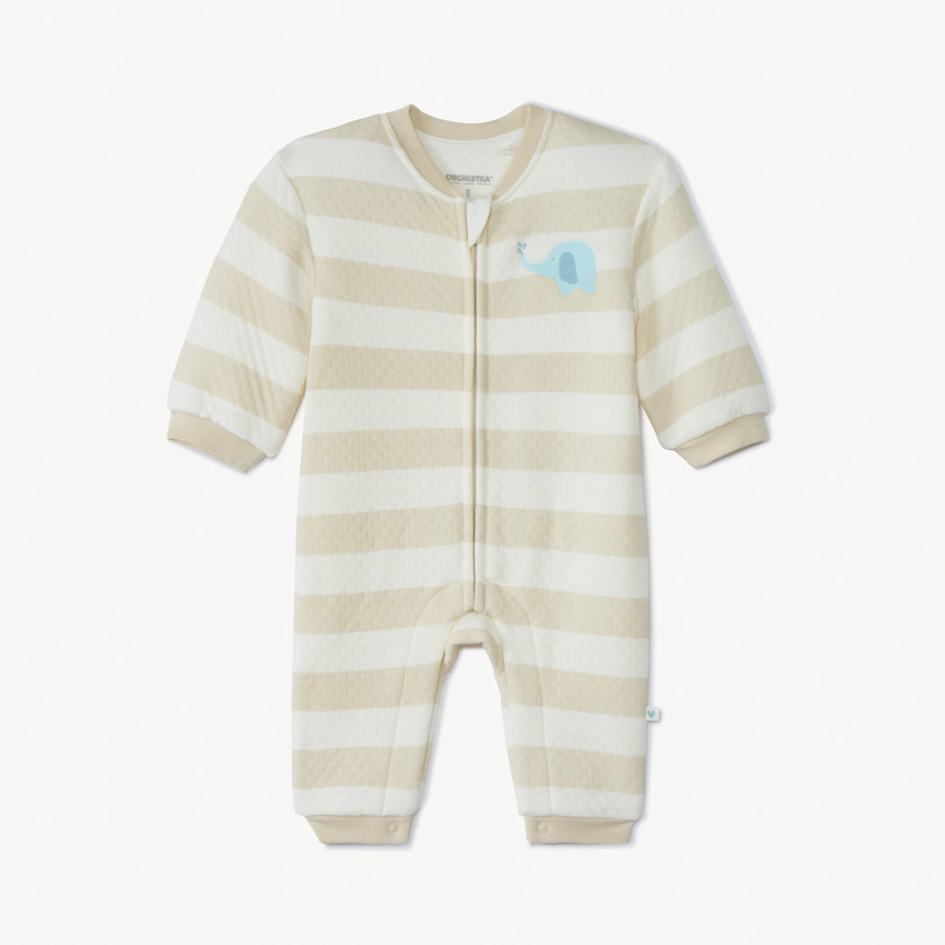 Lange gestreepte jumpsuit met olifantenborduursel voor baby 