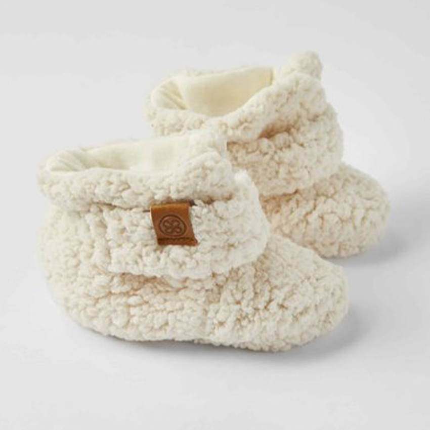 Chaussons en Teddy 0-6m Beige 