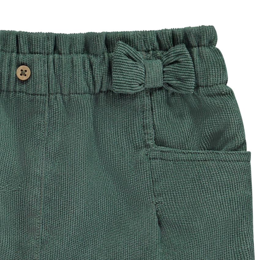 Pantalon en velours côtelé doublé à nœud pour bébé fille 