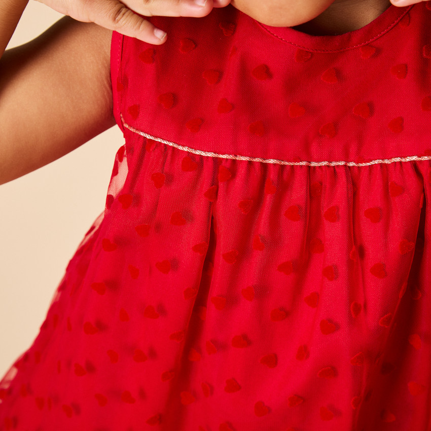 Feestjurk in tule met hartenpatroon voor meisjes 