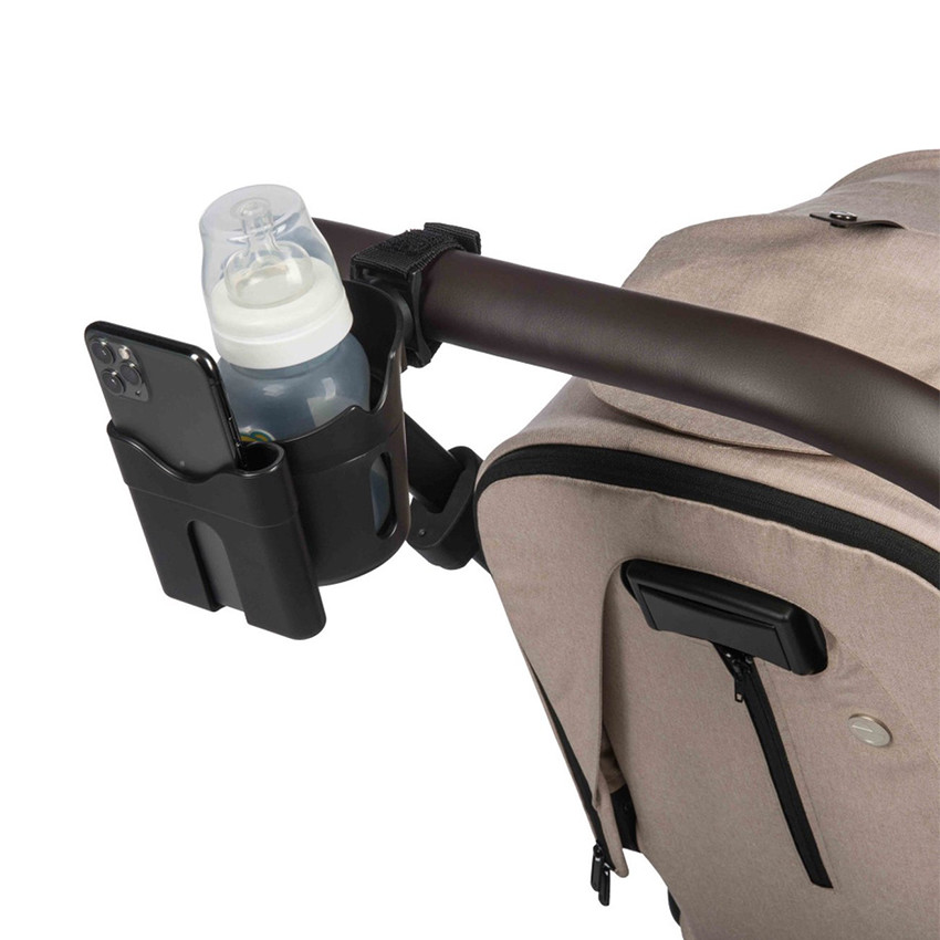 Beker en telefoonhouder 2-in-1 voor kinderwagen Zwart  