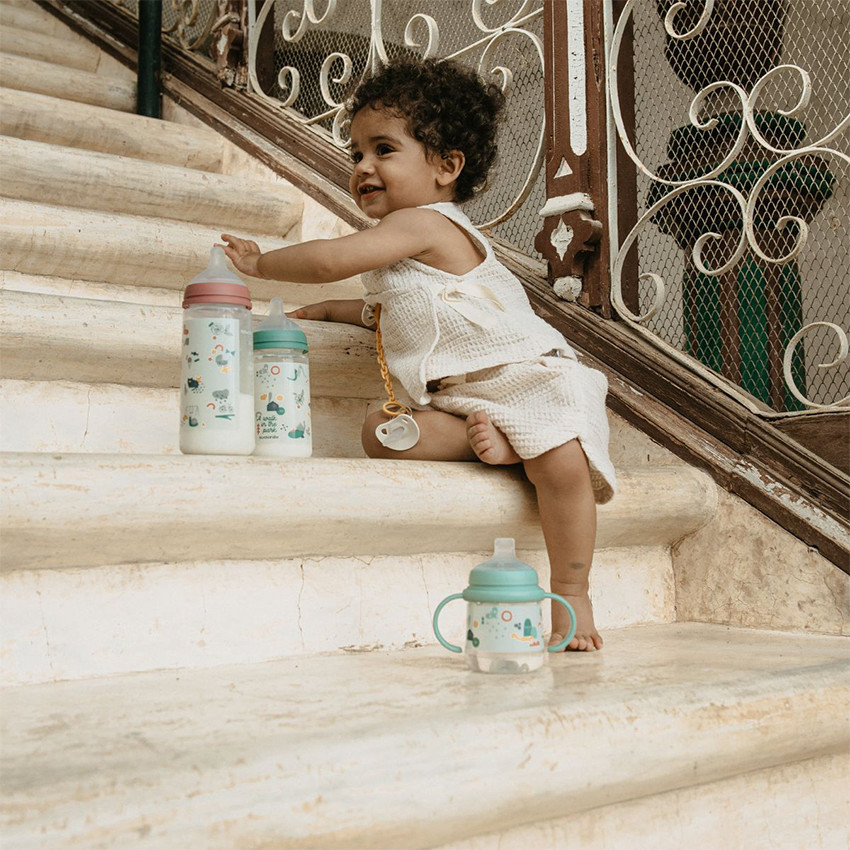 Zuigfles met symmetrische speen SX Pro L 360 ml Walk in the park groen 