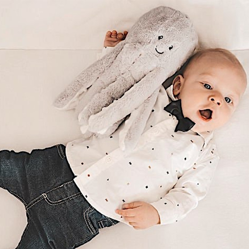 Peluche battements de coeur - Pieuvre Olly - Gris - à piles  