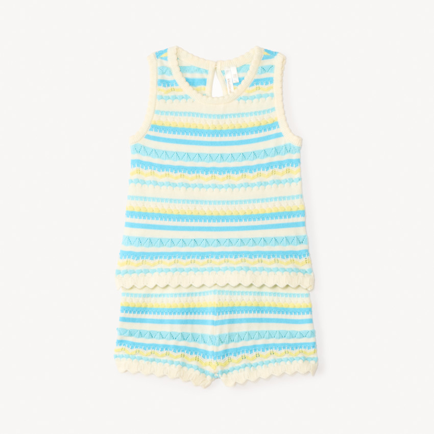 Ensemble 2 pièces débardeur + short en maille tricotée fantaisie pour bébé fille 