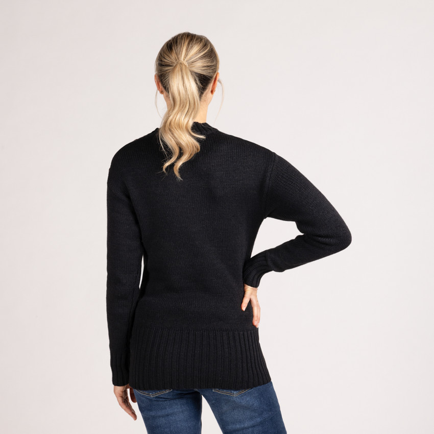 Trui in effen breiwerk met sierknopen voor dames 