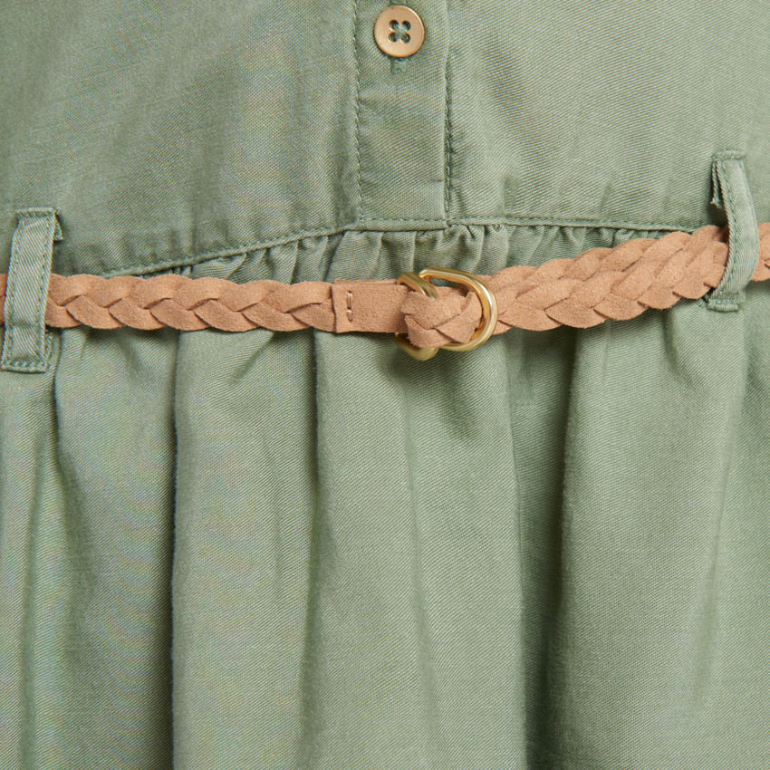 Jurk met lange mouwen in blouse-stijl met ceintuur voor meisjes 