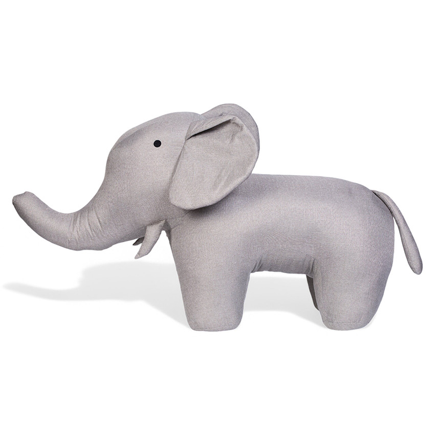 Grande peluche Éléphant 48cm Lin Gris 