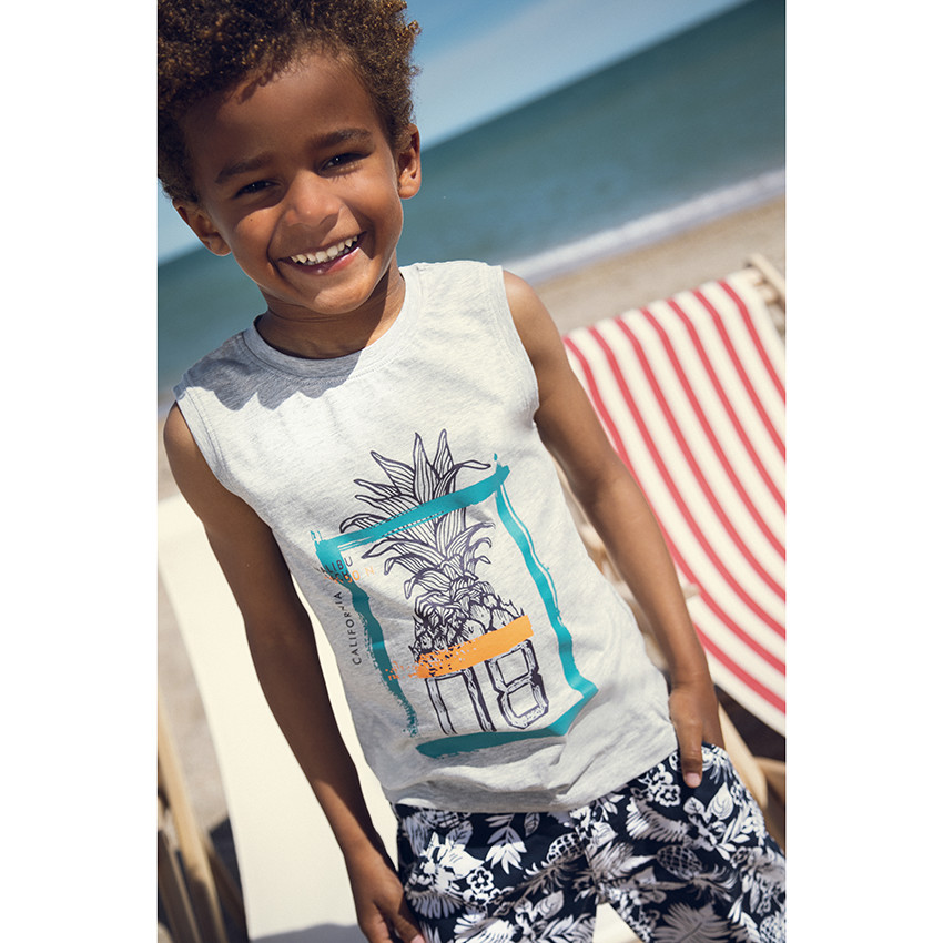 Bermuda en toile à imprimé végétal pour enfant garçon 