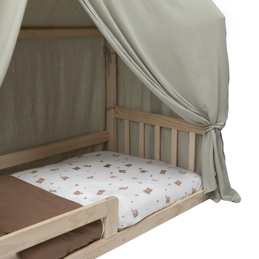 Toile en gaze de coton pour lit Premissori vert 